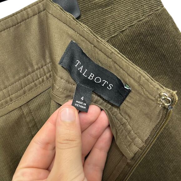 Talbots Corduroy Fit & Flare Midi Skirt Women's Sz 4 Seaweed Equestrian Cottage - Picture 4 of 7